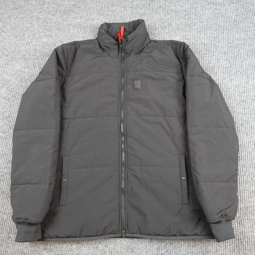 Topo Designs Jacket Mens Large Black Puffer Insulated Full Zip Outdoor Hiking
